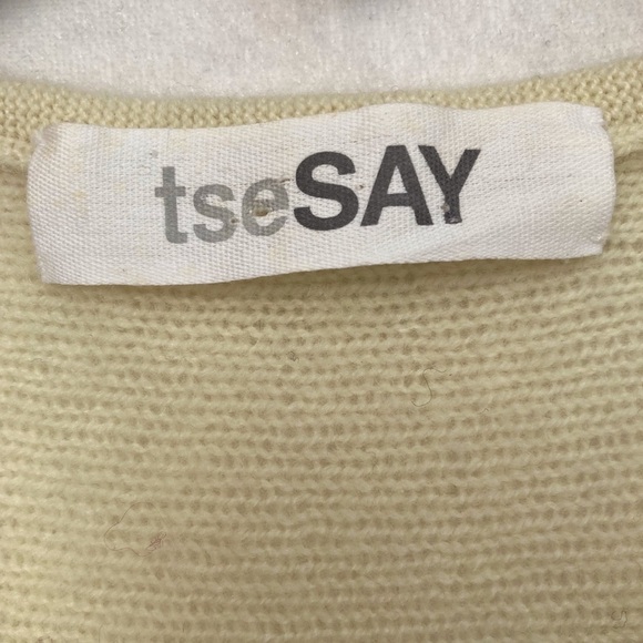 TseSAY Cashmere Split V Neck Sleeveless Sweater in Lemon Chiffon - Picture 5 of 8